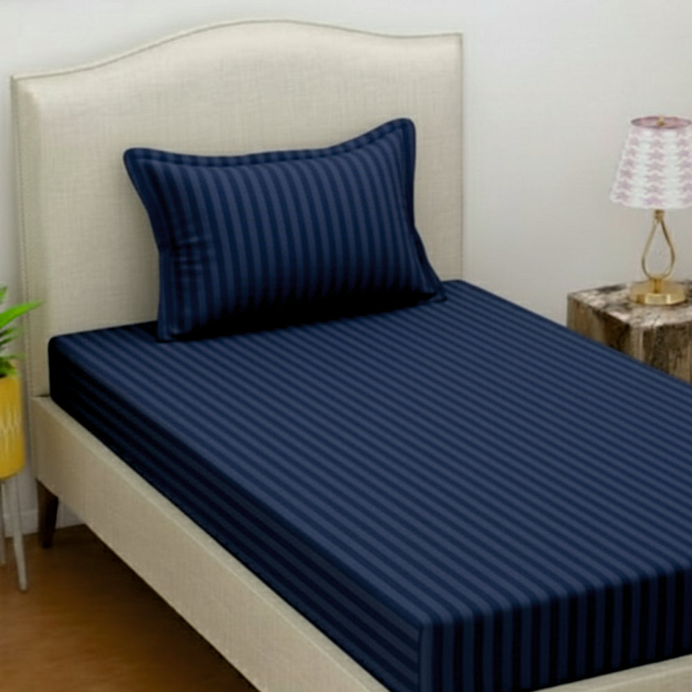 INDIESHADES Cotton Single Flat 300 TC Stripped Bedsheet