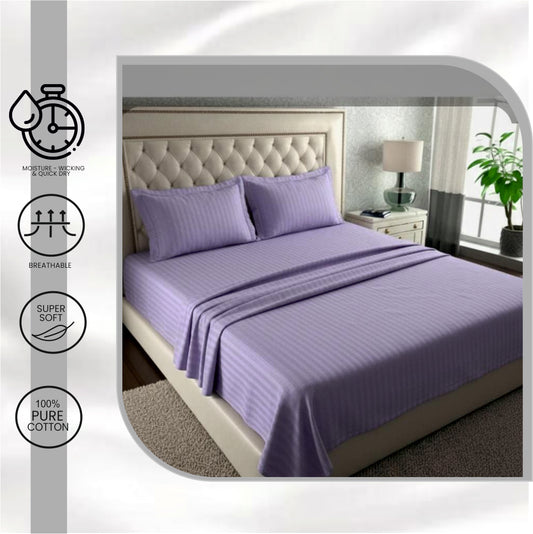 INDIESHADES Cotton King Flat 300 TC Striped Bedsheet