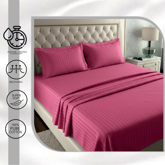 INDIESHADES Cotton King Flat 300 TC Striped Bedsheet