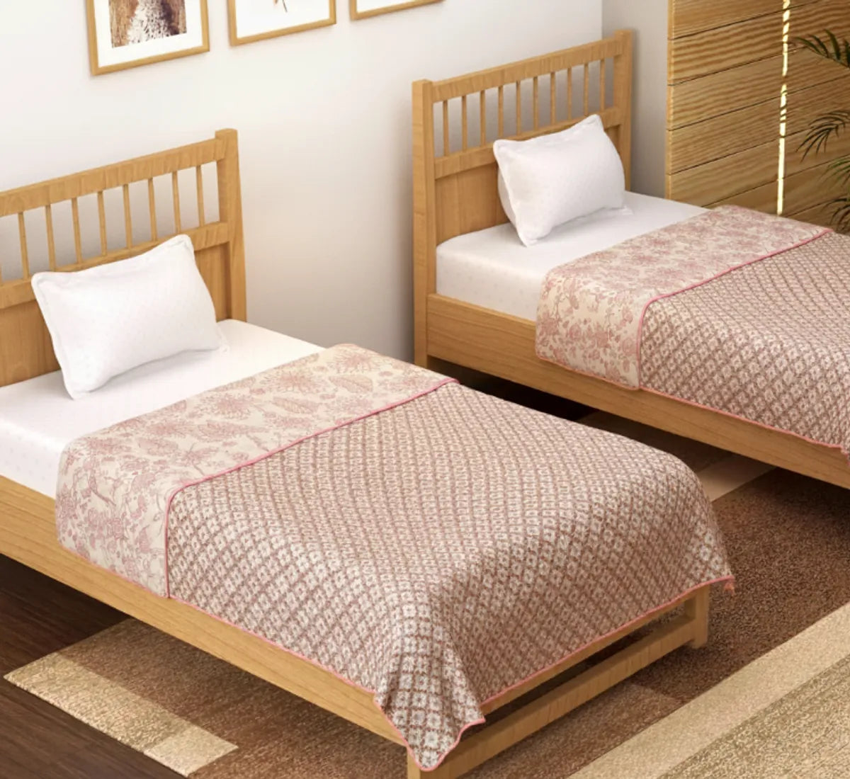 Single Dohar Set of 2 Super Soft Pure Cotton Dohar ( PINK )