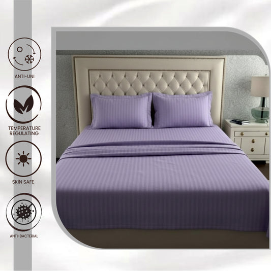 INDIESHADES Cotton King Flat 300 TC Striped Bedsheet