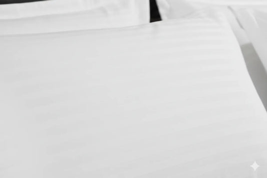 INDIESHADES Home Pure Cotton Pillow Covers 300 Thread Count with Satin Stripe 17" X 27" Inches - Pack of 2 (White)