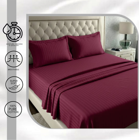 INDIESHADES Cotton King Flat 300 TC Stripped Bedsheet