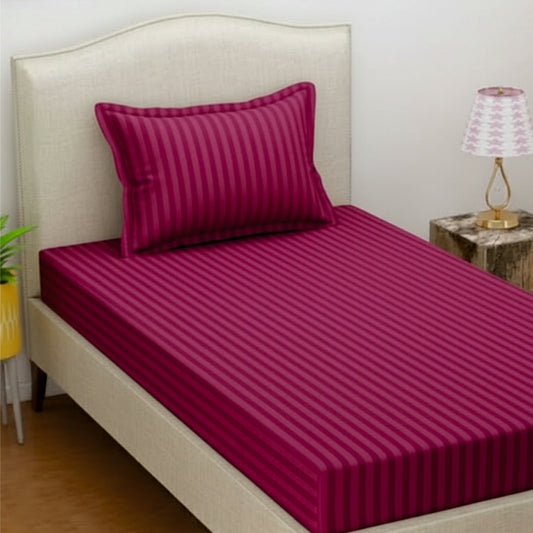 INDIESHADES Cotton Single Flat 300 TC Stripped Bedsheet