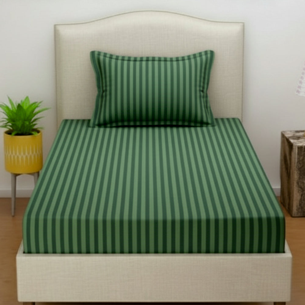 INDIESHADES Cotton Single Flat 300 TC Stripped Bedsheet