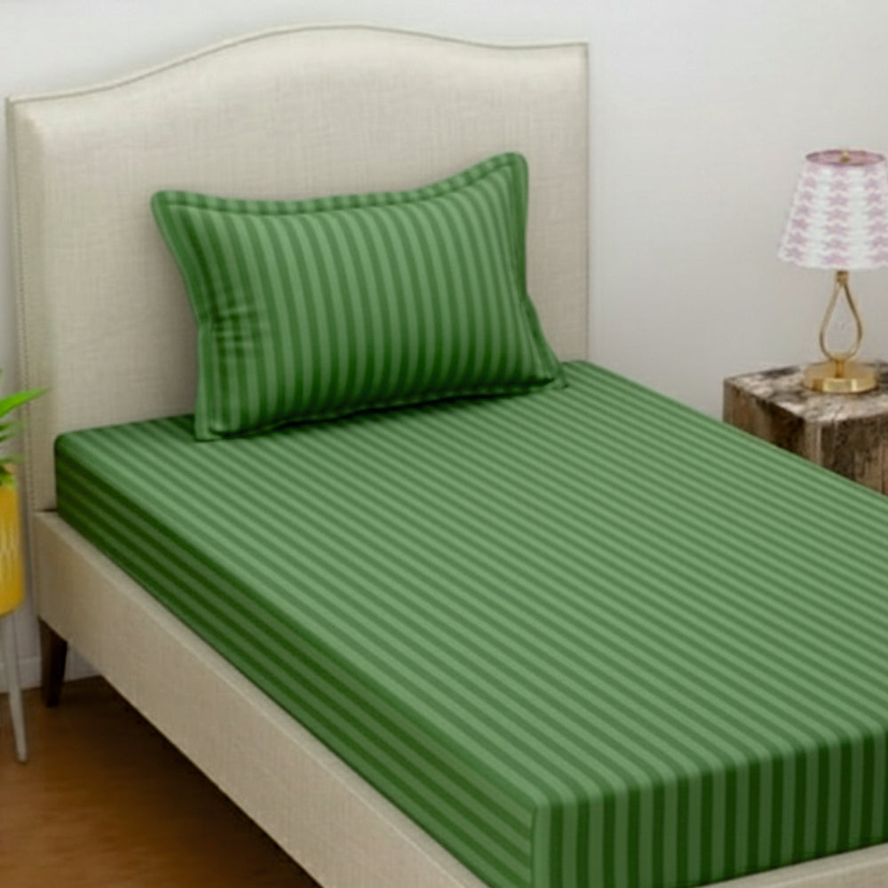 INDIESHADES Cotton Single Flat 300 TC Stripped Bedsheet