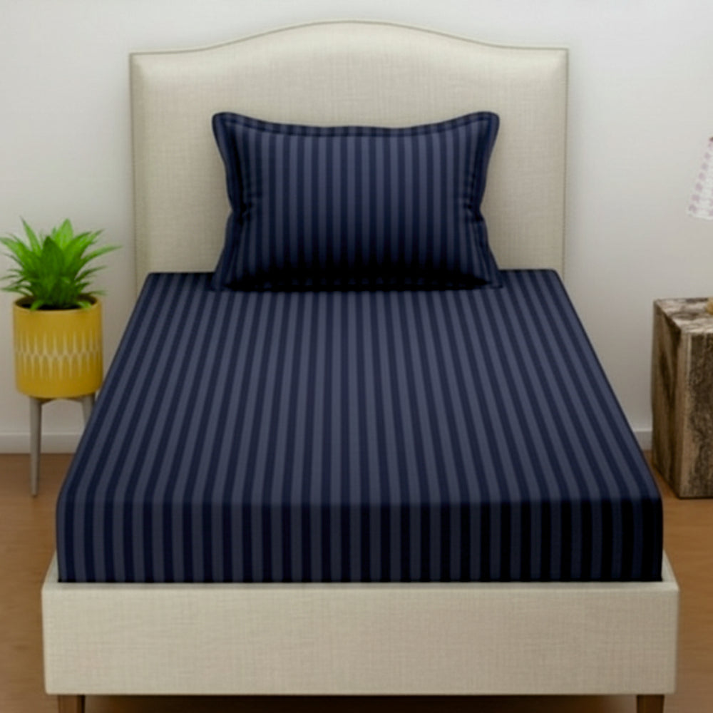 INDIESHADES Cotton Single Flat 300 TC Stripped Bedsheet