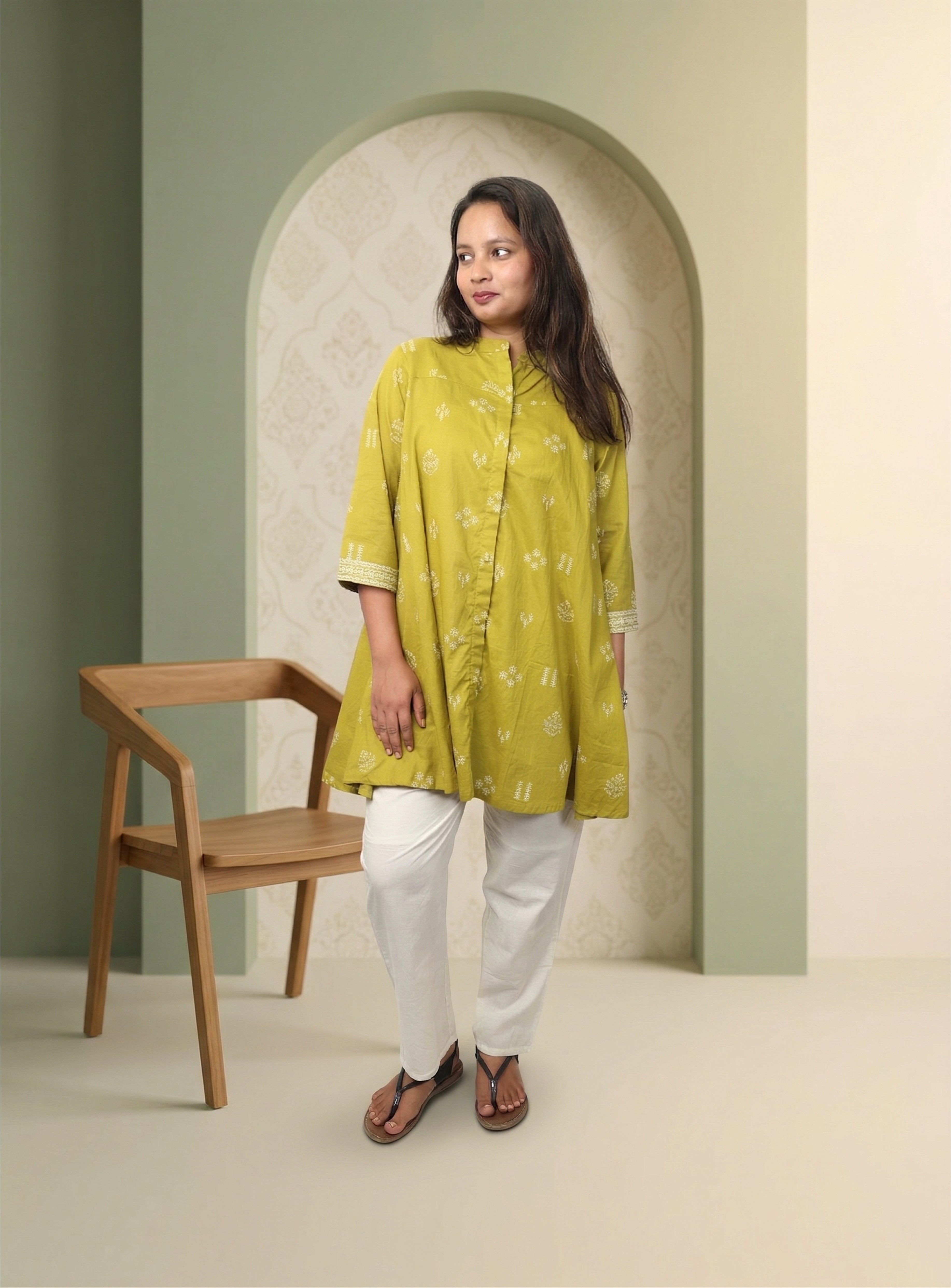 Green Cotton printed Co-ord set