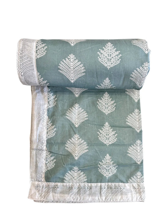 INDIESHADES 120 GSM Premium Cotton Printed Dohar( DARK GREEN )