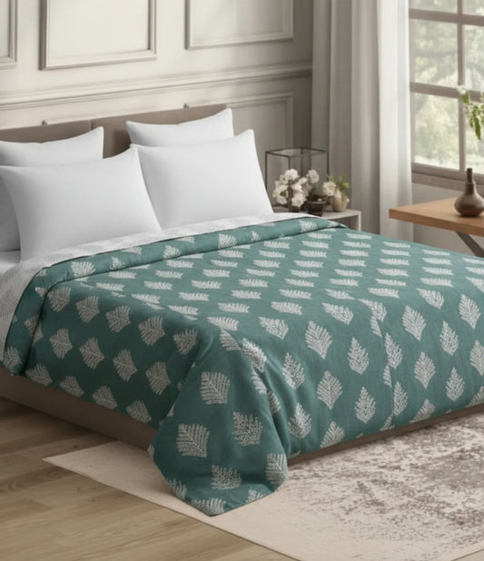 INDIESHADES 120 GSM Premium Cotton Printed Dohar( DARK GREEN )