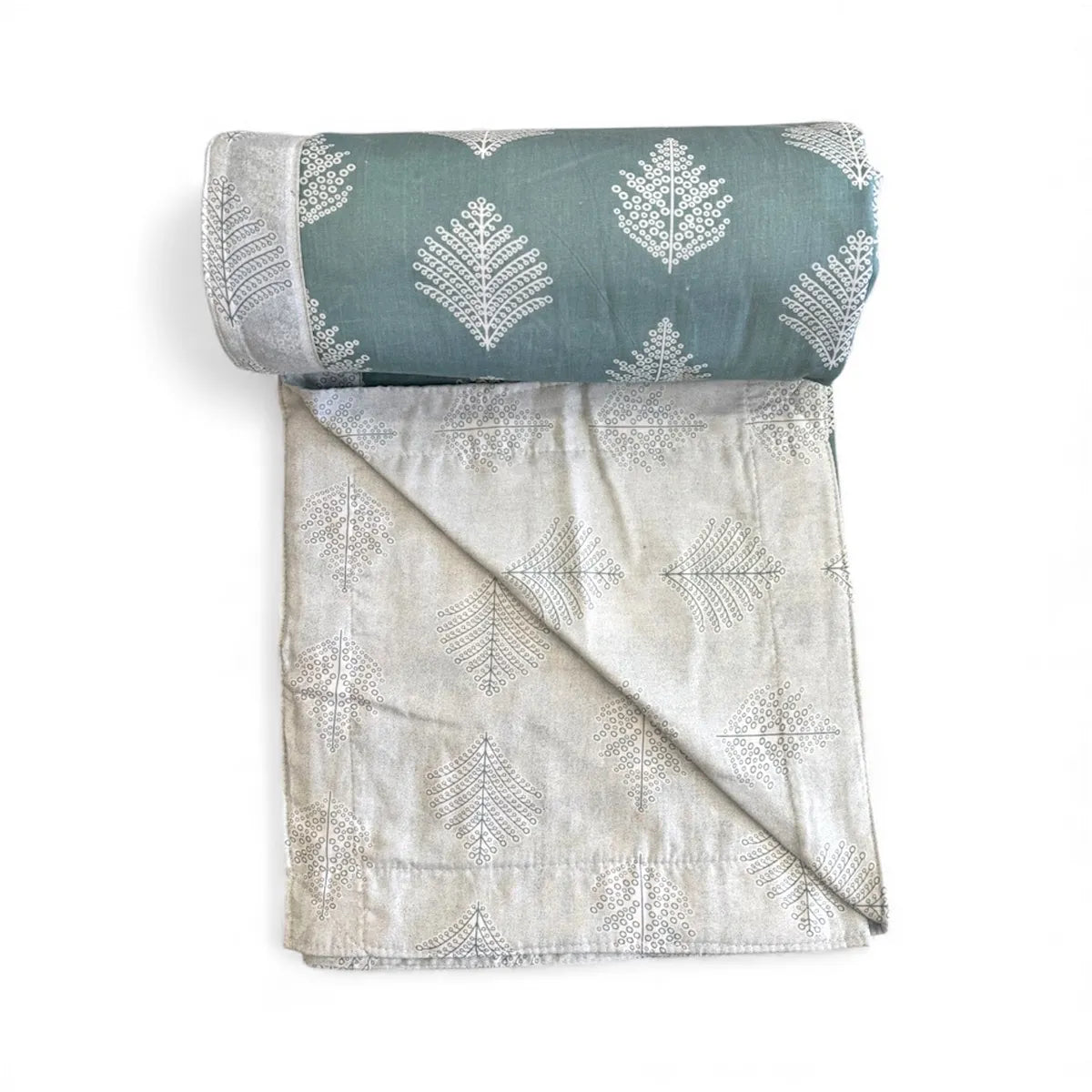 INDIESHADES 120 GSM Premium Cotton Printed Dohar( DARK GREEN )