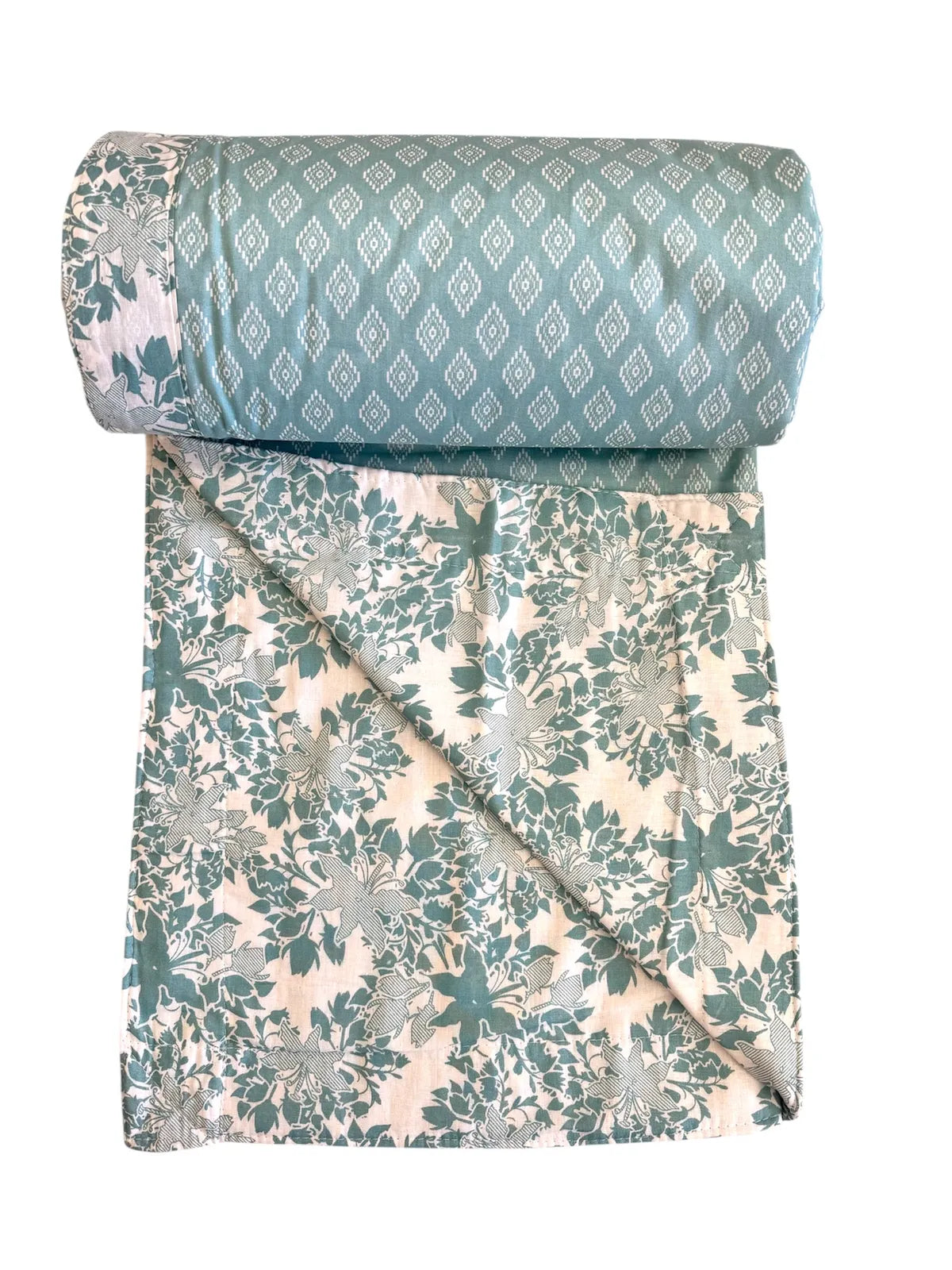 INDIESHADES 120 GSM Premium Cotton Printed Dohar/AC ( GREEN )