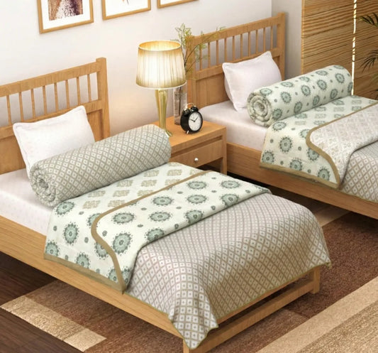 Single Dohar Set of 2 Super Soft Pure Cotton Dohar ( GREEN )