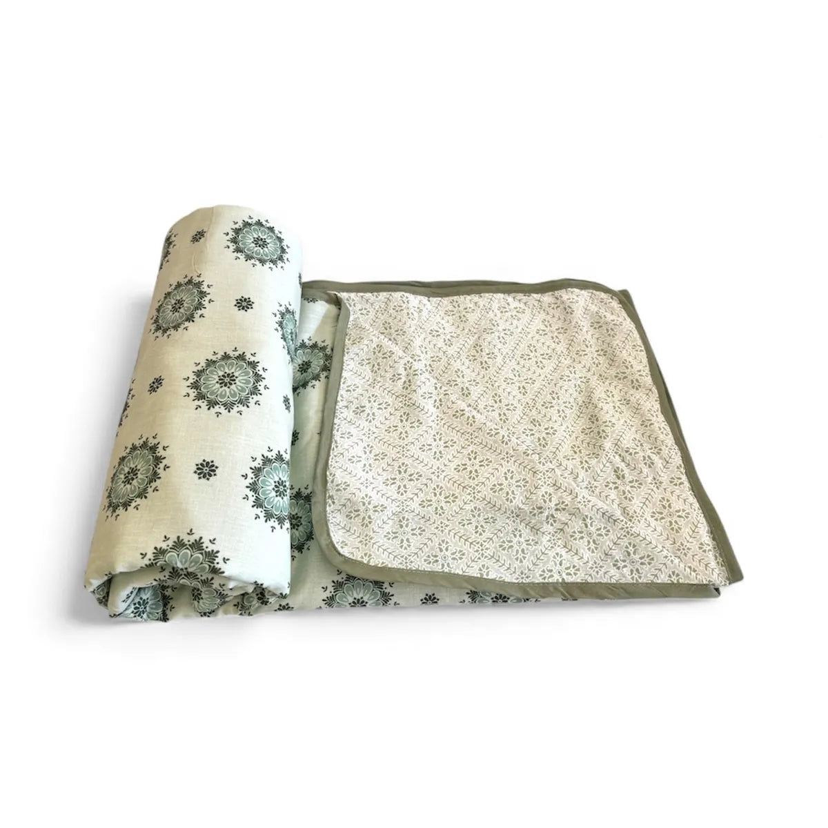 Single Dohar Set of 2 Super Soft Pure Cotton Dohar ( GREEN )