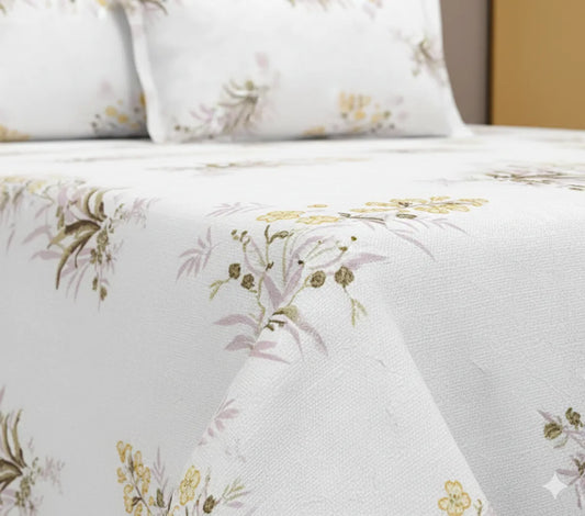 INDIESHADES Cotton King Flat 210 TC Printed Bedsheet  (Pack of 1WITH 2 Pillow Covers)