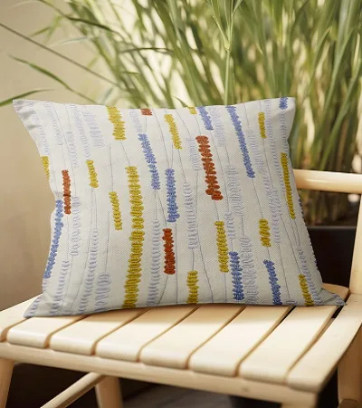Printed & Embroidered Decorative throw Cushion Cover16*16 inches For Living Room Sofa (Thread Embroidery) cotton