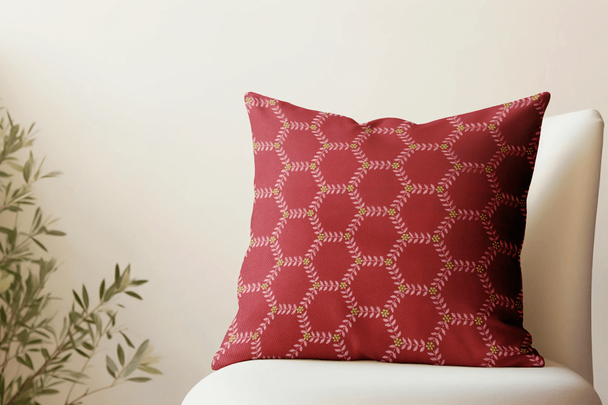 Printed & Embroidered Decorative throw Cushion Cover16*16 inches For Living Room Sofa ( Jaal Embroidery) cotton